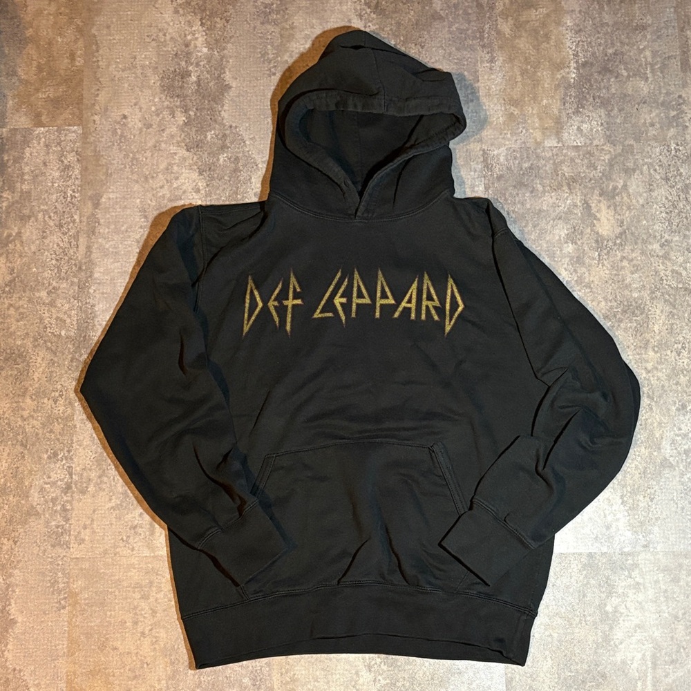 Def Leppard Faded Hoodie Black Large